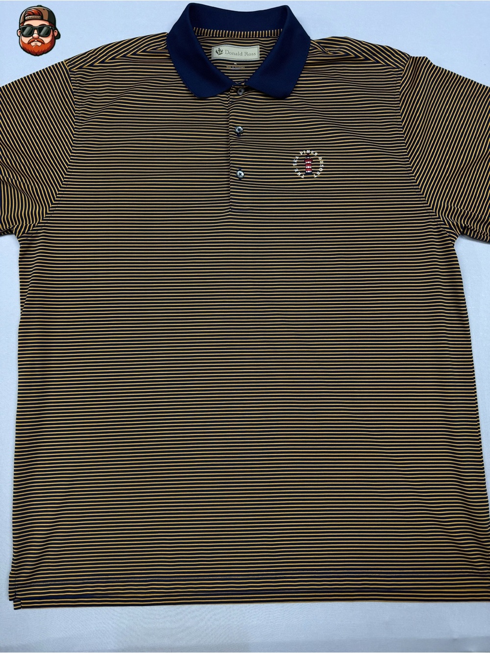 Men’s XL Donald Ross The Sea Pines Resort Golf Polo Blue Striped